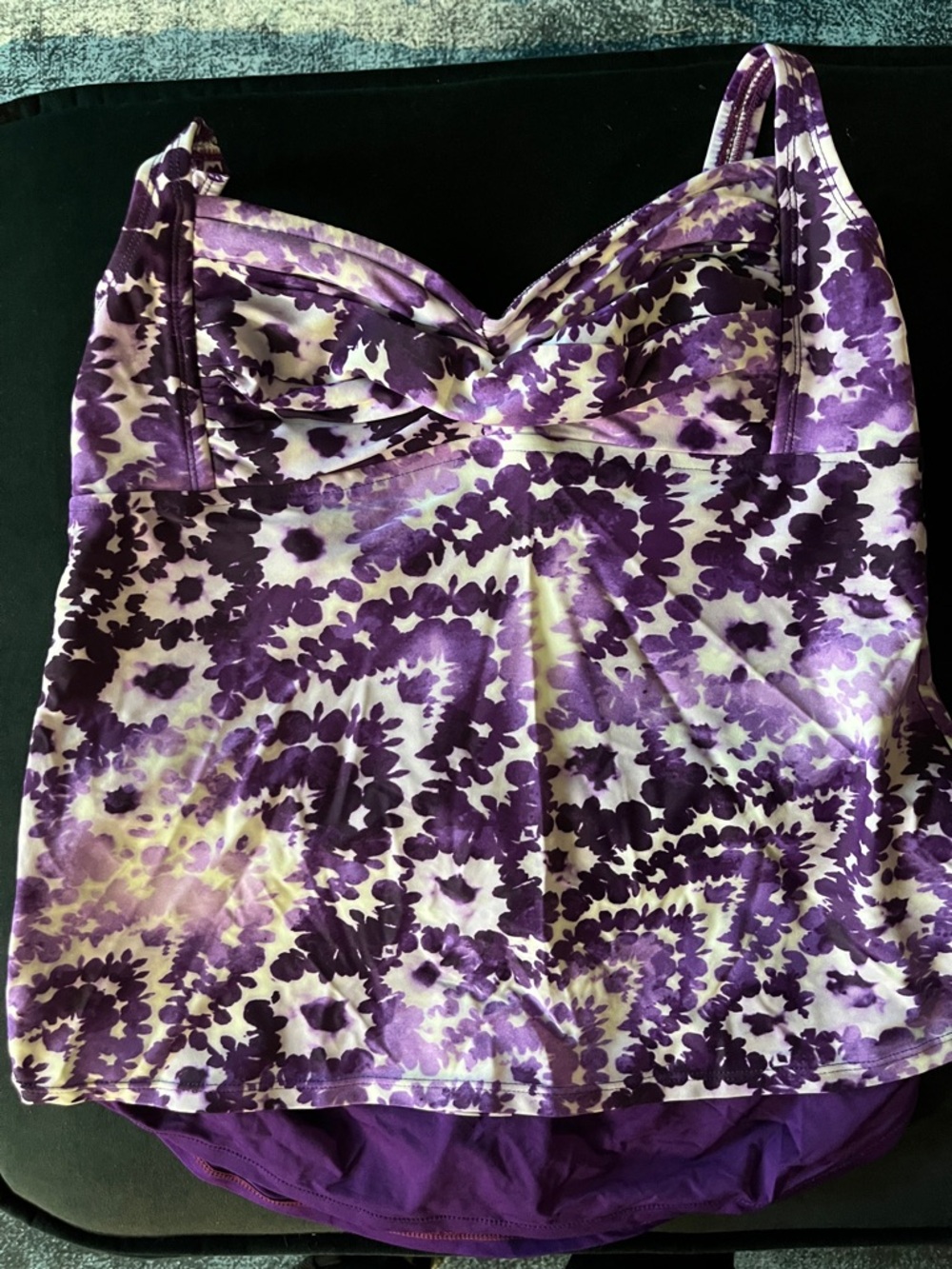 Purple Tie-Dye Floral Tankini Top